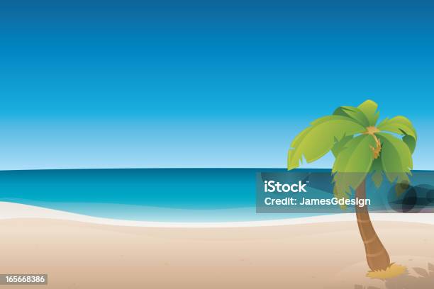 Eine Palme Am Strand Stock Vektor Art und mehr Bilder von Bildhintergrund - Bildhintergrund, Blau, Glatte Oberfläche