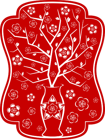 Peach blossom papercut for Chinese New Year