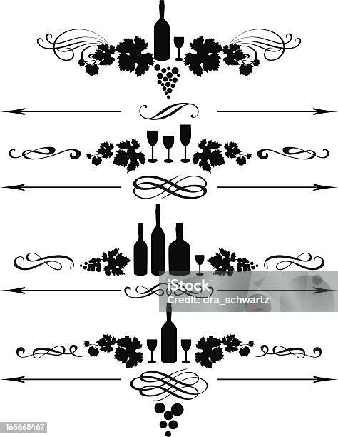 Emblema De Vinho - Arte vetorial de stock e mais imagens de Uva - Uva, Garrafa de Vinho, Lápis