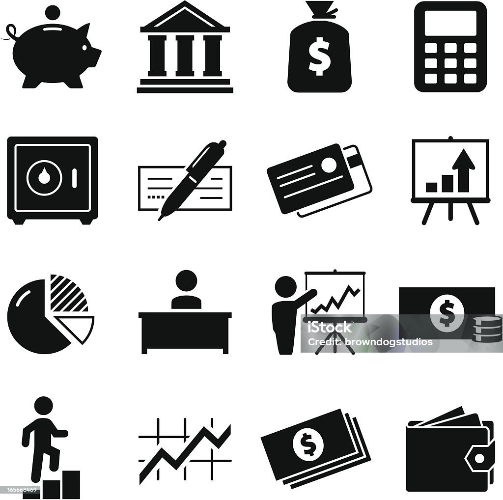 Finance Icons - Black Series Financial and money icon set. Professional icons for your print project or Web site. See more in this series. Corporate Business stock vector