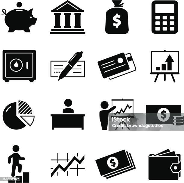 Finance Icons Black Series Stock Illustration - Download Image Now - Corporate Business, Coin, Desk