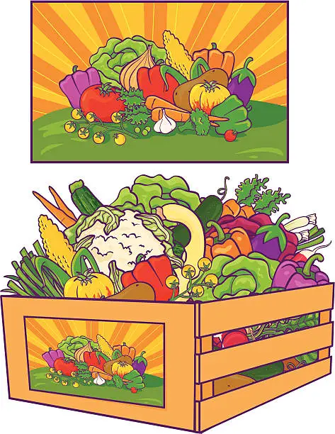Vector illustration of Vegetable Crate