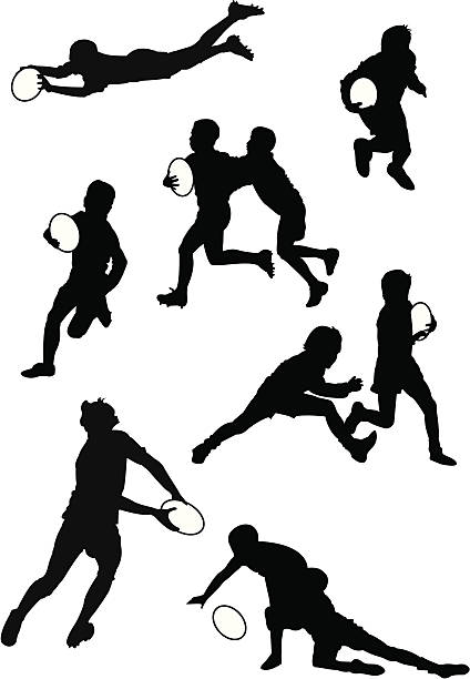 Rugby Teens Rugby played by young player passing sport stock illustrations
