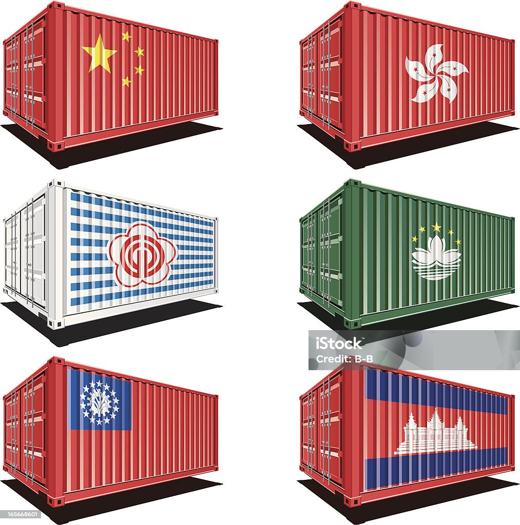 Cargo container mit Flagge Design - Lizenzfrei Behälter Vektorgrafik