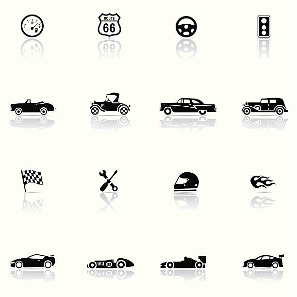 ilustrações de stock, clip art, desenhos animados e ícones de conjunto de ícones, automóveis e dinâmica - collectors car dashboard odometer mode of transport