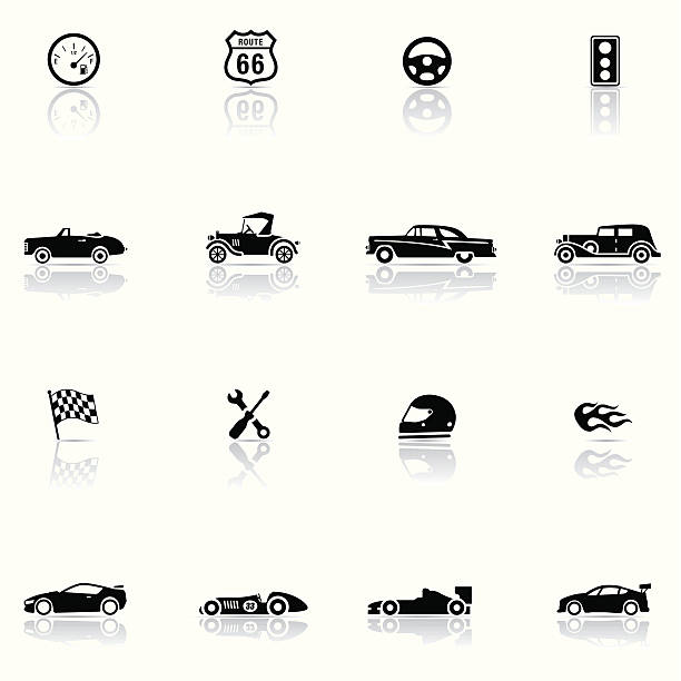 Icon set, Cars and Mechanics Icon Set, Cars and Mechanics background, make in adobe Illustrator (vector) vintage car stock illustrations