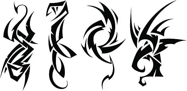 Vector illustration of Tattoo set ( animals)