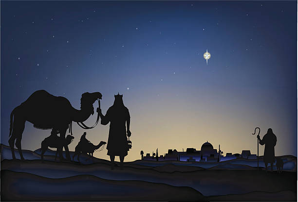 Star of Bethlehem Star of Bethlehem, shepherds and wisemen. bethlehem west bank stock illustrations