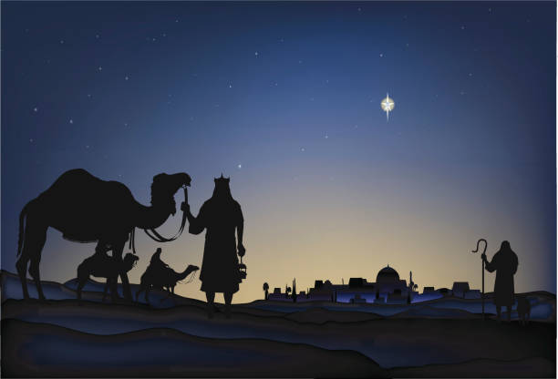 Star of Bethlehem Star of Bethlehem, shepherds and wisemen. bethlehem star stock illustrations