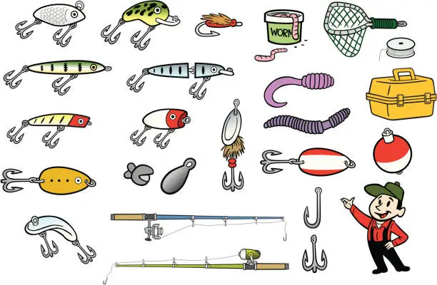 Vector illustration of Fishing Stuff