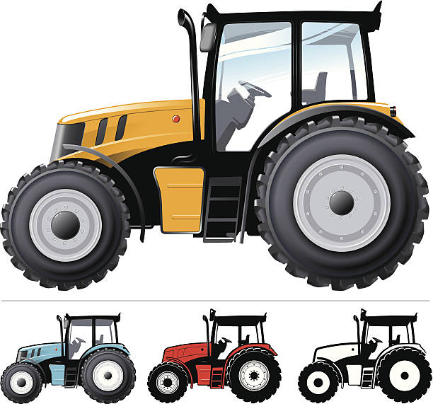 ilustrações de stock, clip art, desenhos animados e ícones de trator - tractor agricultural machinery agriculture commercial land vehicle