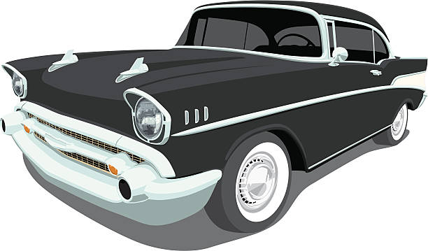 ilustraciones, imágenes clip art, dibujos animados e iconos de stock de vector de 1957 chevrolet bel air - chevrolet