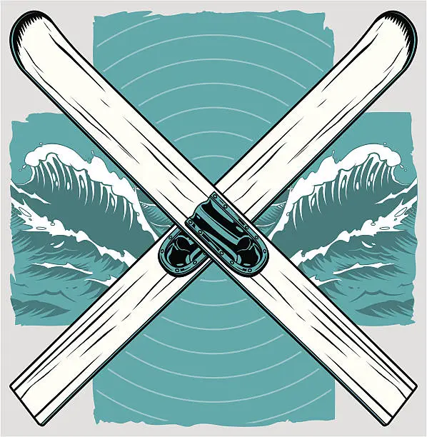 Vector illustration of Vintage Water Skis