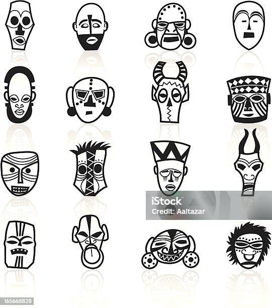 Black Symbols African Masks Stock Illustration - Download Image Now ...
