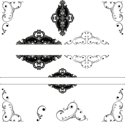 A set of vector swirls, accents and dividers.  All design elements are created in labeled layers for ease of editing. Includes a high resolution JPEG and .AI files.