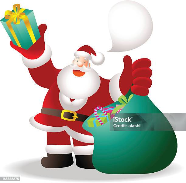 Ilustración de Feliz Papá Noel Saludar Aquí Está Su Regalo De Navidad y más Vectores Libres de Derechos de Abrir