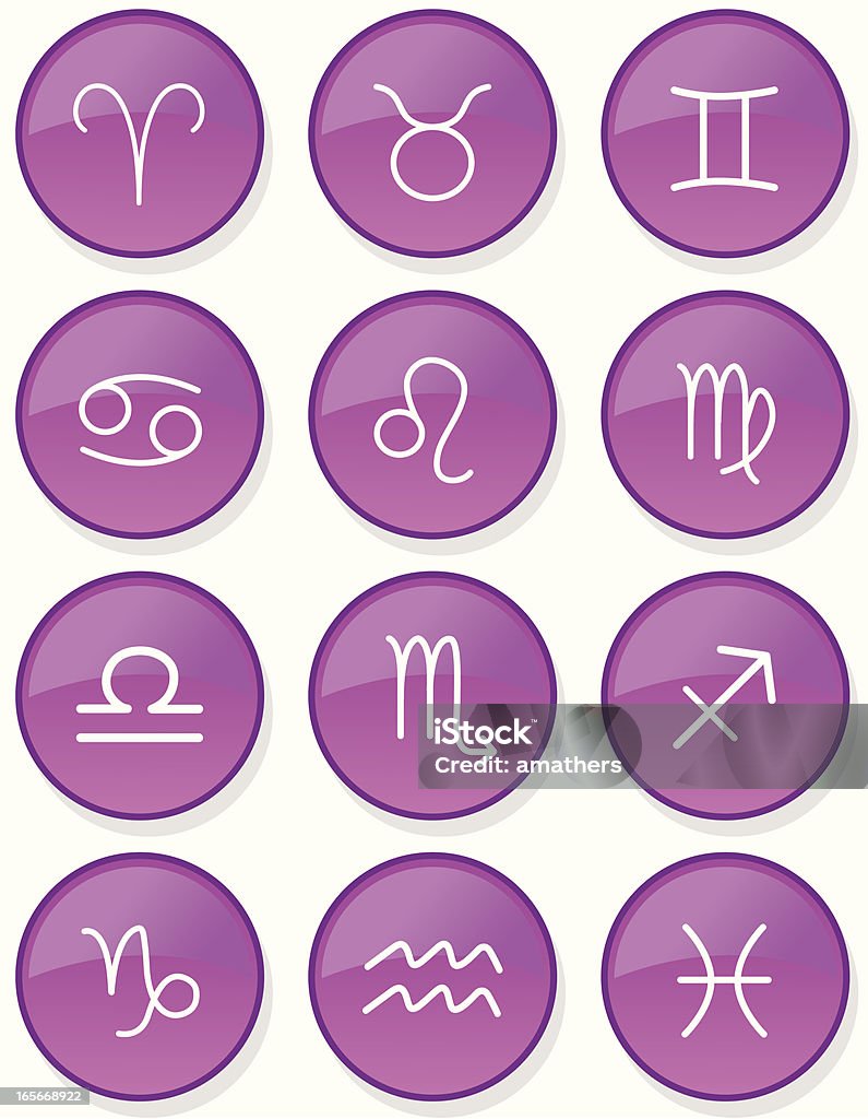 紫色の座ボタン - 12星座のロイヤリティフリーベクトルアート
