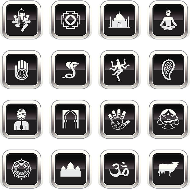 supergloss czarny ikony-indie - india guru symbol om symbol stock illustrations