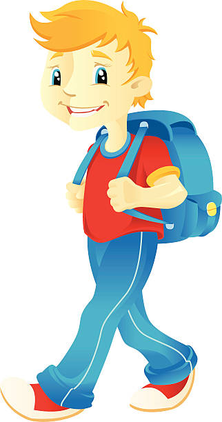 Boy Go To School Stock Illustration - Download Image Now - Backpack, Child,  Adolescence - iStock