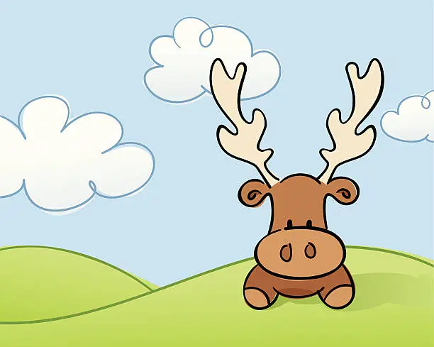 Vector illustration of Moose in a Field