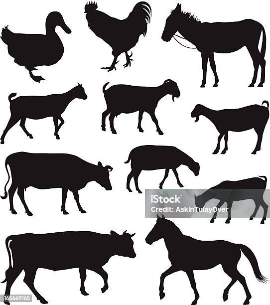 Farm Animals Stock Illustration - Download Image Now - Goat, In Silhouette, Animal