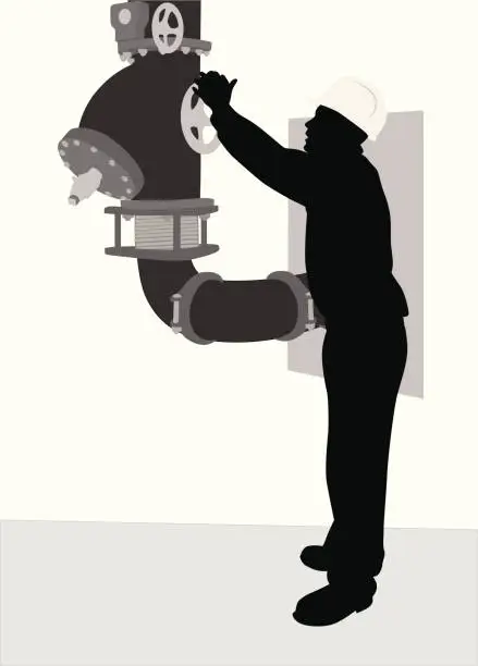 Vector illustration of Maintenance Man Vector Silhouette