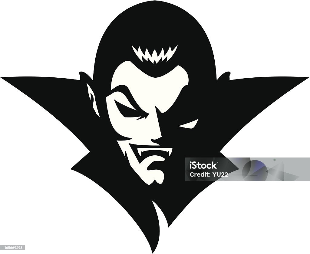 Vampire head mascot B&W "Stylized powerful vampire mascot, black and white version." Vampire stock vector