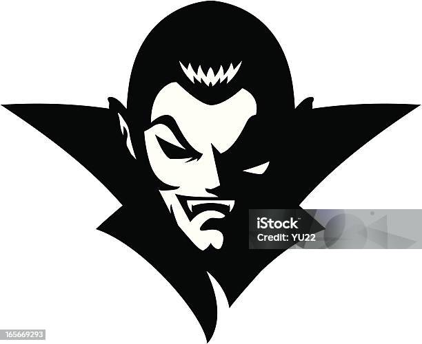 Vampire Head Mascot Bw Stock Illustration - Download Image Now - Vampire, Count Dracula, Human Face