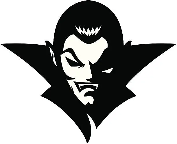 Vector illustration of Vampire head mascot B&W