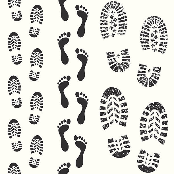 Nahtlose Schuh und den Fuß Drucke – Vektorgrafik