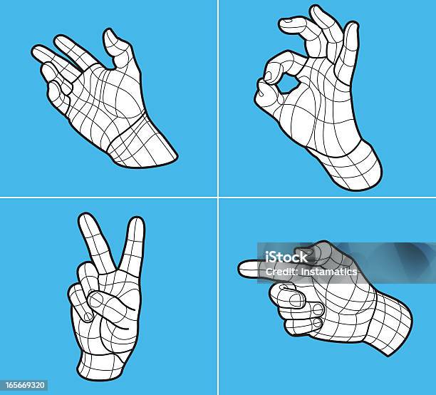 Mão Gestos Em Modelo De Arames - Arte vetorial de stock e mais imagens de Tridimensional - Tridimensional, Cabo, Cópia Heliográfica