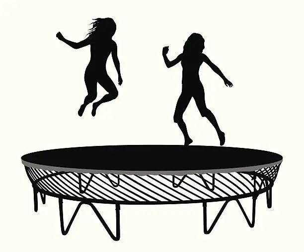 Vector illustration of Trampoline Fun Vector Silhouette