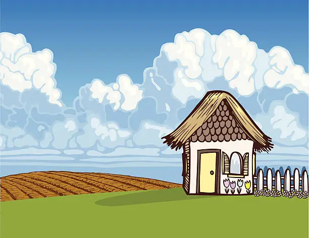 Vector illustration of Cottage Scene