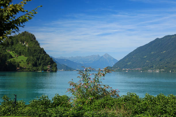 イゼルトヴァルト、スイスアルプスのブリエンツ湖 - swiss culture european alps house brienz ストックフォトと画像