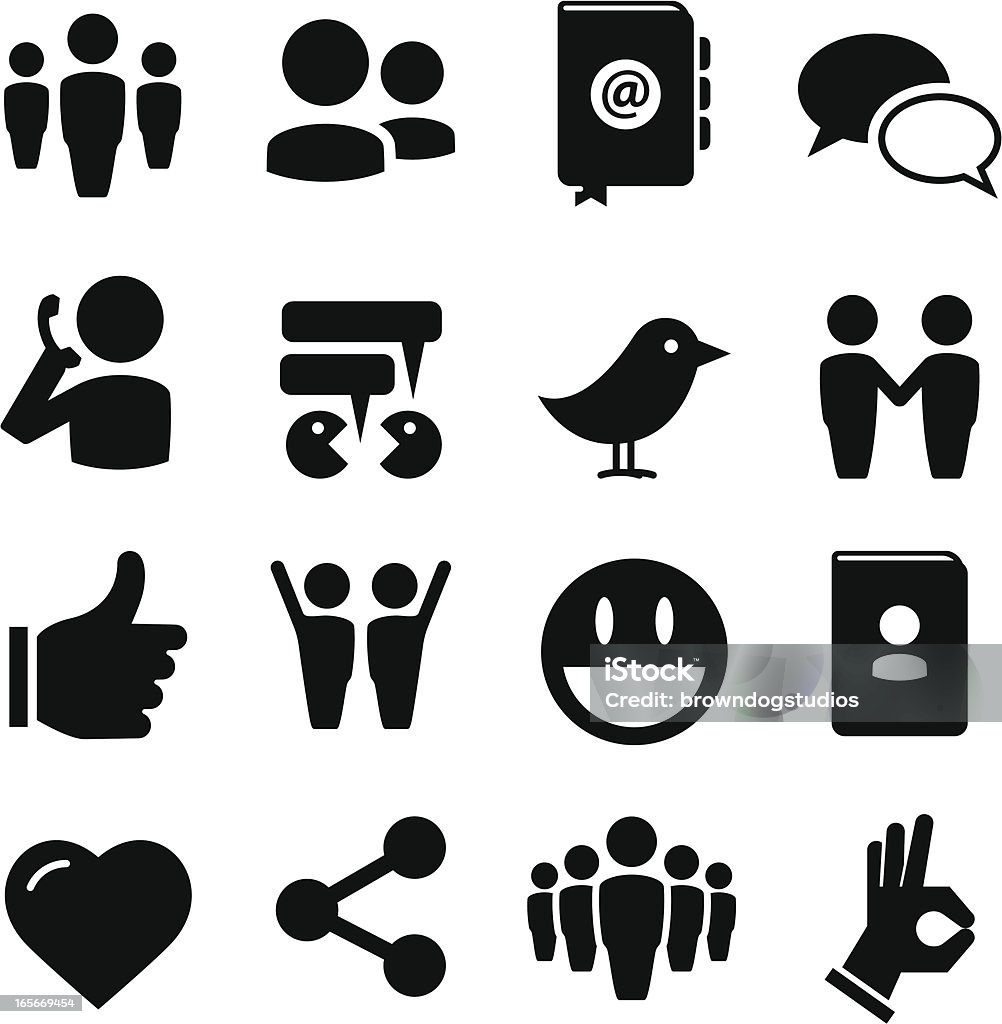 Социальные иконы-черной серии - Векторная графика Иконка роялти-фри