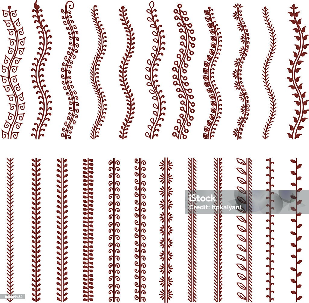 Mehndi Lines A collection of 23 leaf and vine borders, inspired by the art of henna painting (mehndi). (Includes .jpg) Henna Tattoo stock vector
