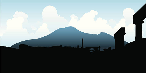 Vesuvius at Pompeii vector art illustration