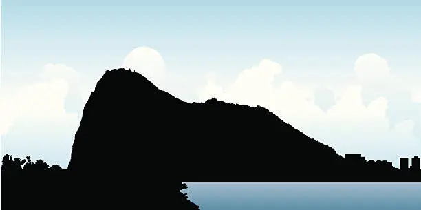 Vector illustration of Rock of Gibraltar Silhouette