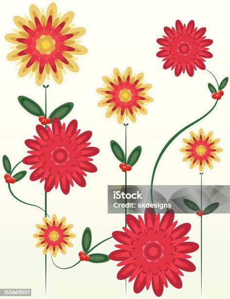 Floral Design De Natalvermelhos Verdes Golds - Arte vetorial de stock e mais imagens de Amarelo - Amarelo, Azevinho, Beleza