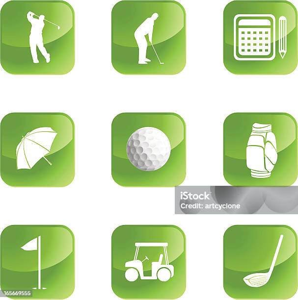 Ilustración de Botón De Golf y más Vectores Libres de Derechos de Actividades recreativas - Actividades recreativas, Bandera de Golf, Bolsa de Golf