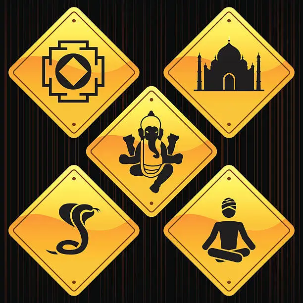 Vector illustration of Yellow Signs - India