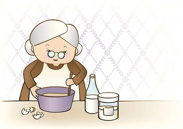 Vector illustration of Granny Baking