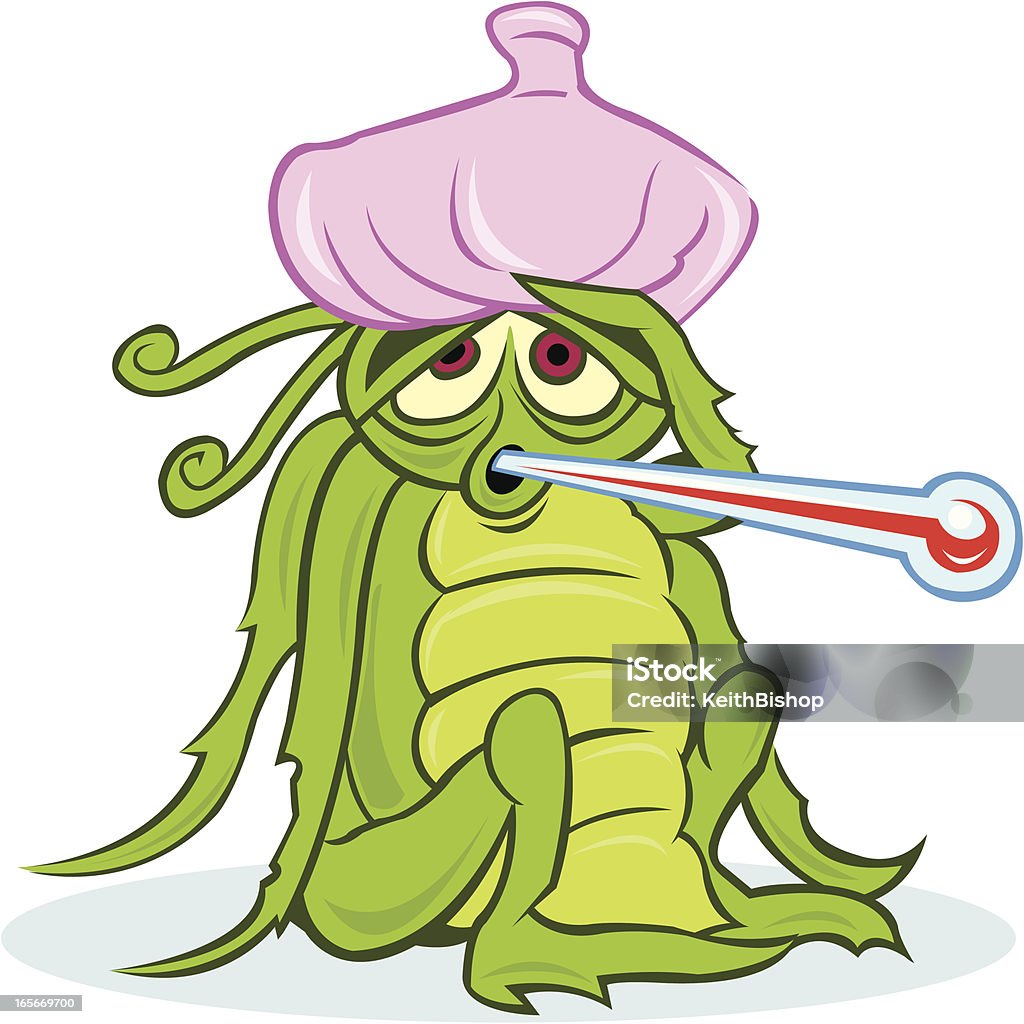 Malade malade avec Thermomètre Bug - clipart vectoriel de Condition médicale libre de droits