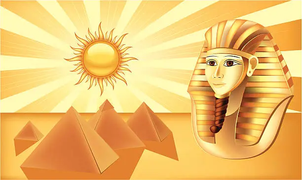 Vector illustration of Pharaoh and pyramids
