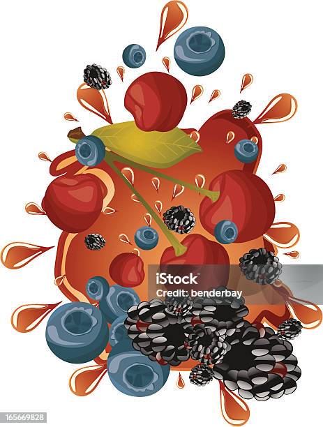 Exploded 베리류 Blackberry 체리 블루베리 건강한 식생활에 대한 스톡 벡터 아트 및 기타 이미지 - 건강한 식생활, 과일, 날것