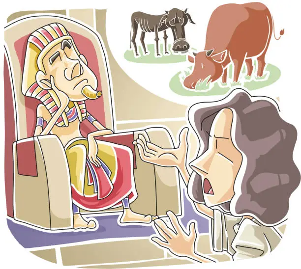 Vector illustration of Joseph interpreted Pharaoh's dream