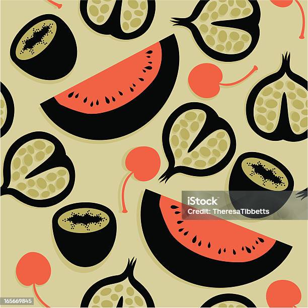 Fruity Pattern Stock Illustration - Download Image Now - Backgrounds, Cherry, Food