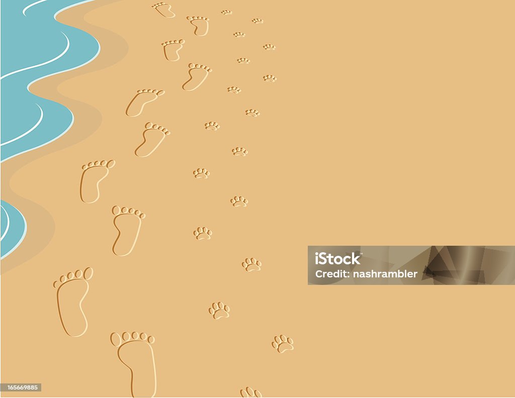 Стопы и принтом в виде отпечатков лап на песке - Векторная графика Песок роялти-фри