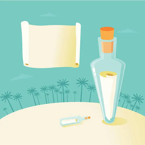 Vector illustration of Message in a bottle