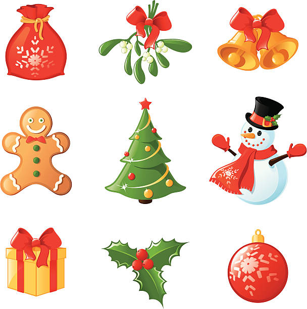 Christmas icon set vector art illustration